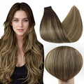 Full Shine Fashion Tape in Hair Extensions Human Hair Color 2 Brown Ombre 3 And 27 Honey Blonde Seamless Skin Weft Tape in Hair Extensions 20Inch Long Straight Hair Extensions Tape in 20Pcs 50G Party