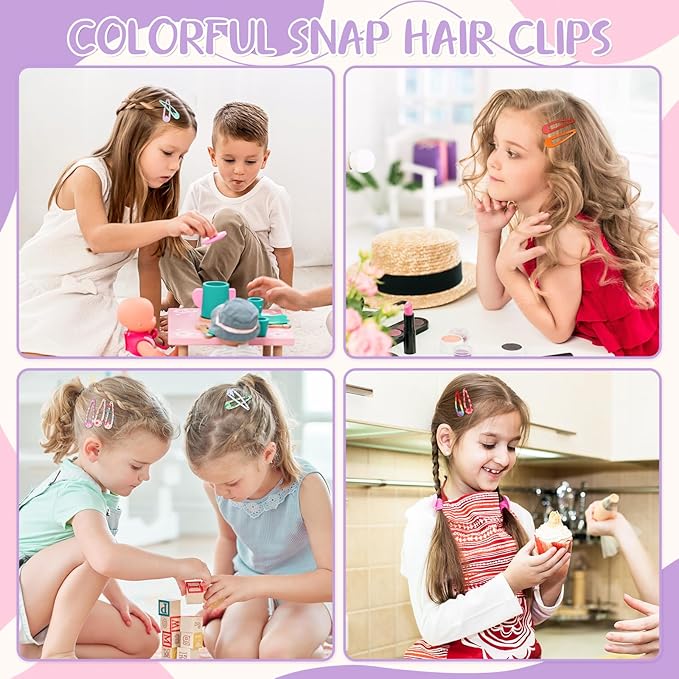 obeoby 120 Pcs 40 Colors Metal Snap Hair Clips, 2 Inch Hair Barrettes Hair Accessories for Girls Toddlers Women Birthday Valentines Day Gifts