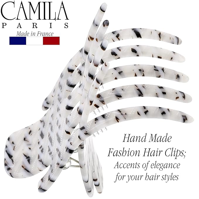 Camila Paris CP3474 French Hair Clip for Women, Hand-Made Hair Side Clips, 3 inch Girls Hair Claw Clips Jaw Fashion Durable Styling Hair Accessories for Women, Strong Hold No Slip Grip, Made in France