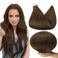 Full Shine Tape in Hair Extensions Human Hair 100G 24 Inch 4 Medium Brown Tape in Extensions Long Tape ins Human Hair Extensions Seamless Tape Extensions 40 Pcs Double Sided Hair Extensions