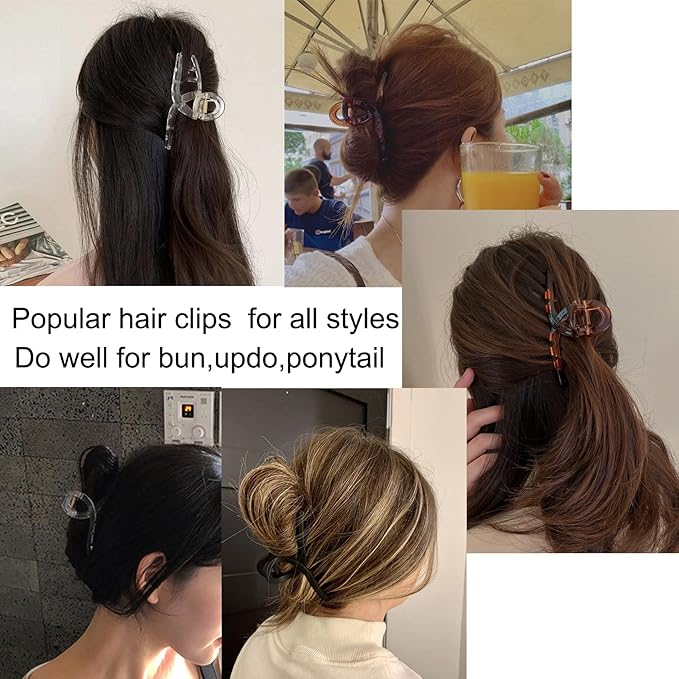 Thin Hair Clips Strong holding teeth interlocking Women butterfly Clips for thin Hair 3 Count In set banana hair clips (mixed colors clips for thin clips)