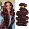 99J Human Hair Bundles Body Wave Burgundy Dark Red Wine Color Body Wave Bundles 18 20 22 Inch 3 Pcs/Pack 100% Real Human Hair And True To Length
