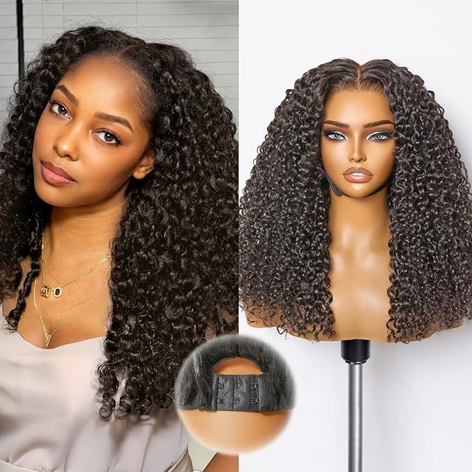 LUVME HAIR 7x6 HD Lace All-Day Comfort Burmese Messy Curly Wig PartingMax Lace Wigs Lace Front Wigs Human Hair Pre Cut Plucked Lace Frontal Glueless 18 Inches Natural Black Color