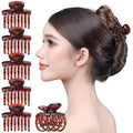 RC ROCHE 6 Pcs Double Claw Hair Clip Tooth Claw Clip Grip Tooth Jaw Clamps Thin Fine Hair Strong Hold No Slip Undo Clutchers for Women, Small Brown