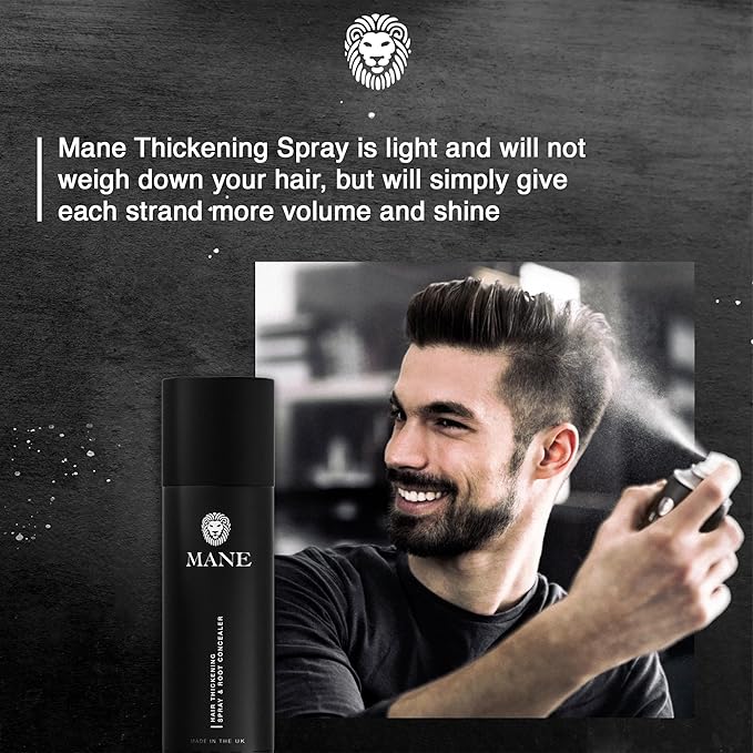 Mane Hair Thickening Spray & Root Touch Up, Seal & Control Combo Pack, Instantly Thicker Hair for Men & Women, Fill in Hairlines and Hide Thinning and Fine Patches - Jet Black, 12 Colors (6.76 oz)