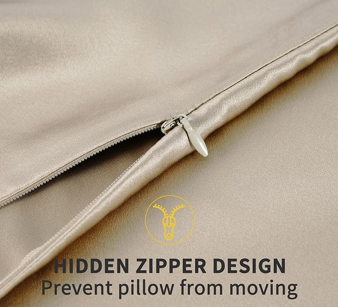 ZIMASILK 100% Pure Mulberry Silk Pillow Cases for Hair and Skin, Soft, Hypoallergenic & Smooth, Both Sides Grade 6A Silk, with Hidden Zipper, Gift for Women Men, 1pc (Body 20"x54", Taupe)