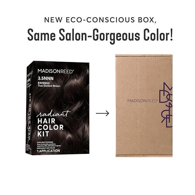 Madison Reed Radiant Hair Color Kit - 3.5NNN Darkest Brown-Black (Ravenna Brown), 100% Gray Hair Coverage Permanent Hair Dye for Resistant Grays | PPD-Free & Ammonia-Free, 1 Pack