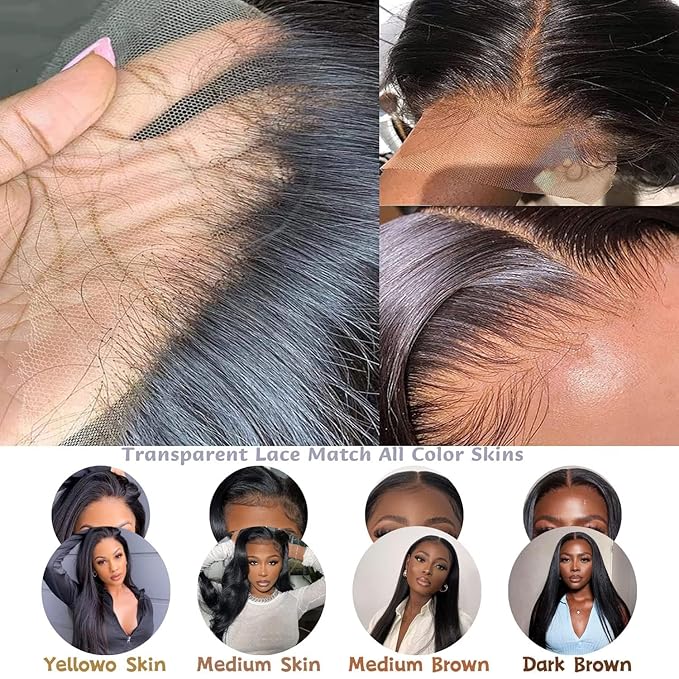 13x6 Straight Lace Front Wigs Human Hair HD Transparent Lace Front Wigs for Black Woman Brazilian Pre Plucked Natural Color 26 Inch