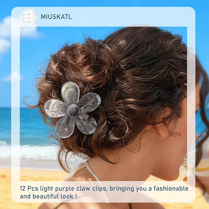 12 Pcs Claw Clips, Multi-Shapes Hair Clips for Women Girls, Non-Slip Large Jaw Claw Clips for Thick Thin Curly Hair Accessories (Clear)
