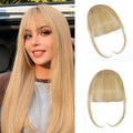 Clip In Bangs- Real Human Hair Ash Blonde Clip On Bangs Air Bangs For Women Clips Wispy Bangs Fringe With Temples Hairpieces Curved Bangs For Daily Wear