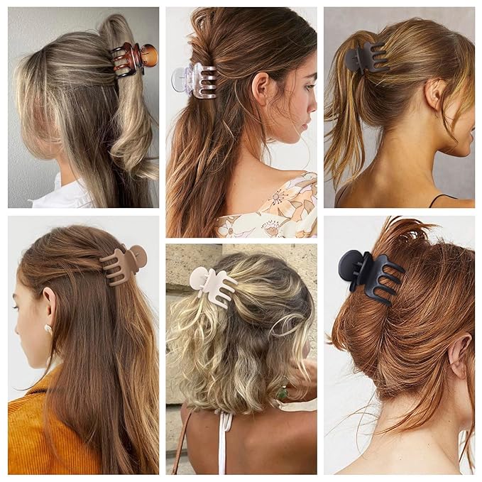 6 Pcs Hair Clips Small Claw Clips for Thin Hair Medium Matte Non-slip Hair Accessories for Women and Girls (Transparent)