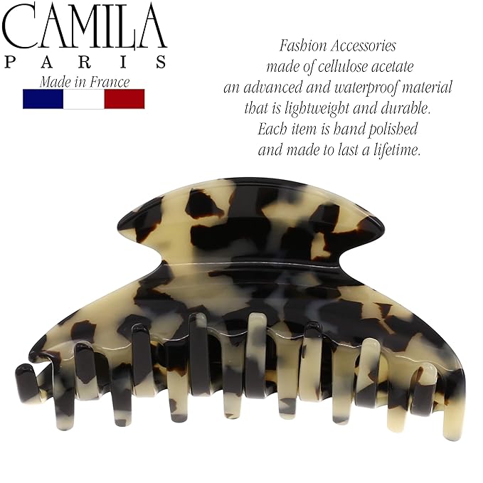 Camila Paris CP2473 French Hair Clip for Women Thick Hair for Long Curly Wavy Hair, Handmade Flow, Girls Hair Claw Clips, Durable Styling Big Claw Clip for Thick Hair, Strong Hold Grip, Made in France