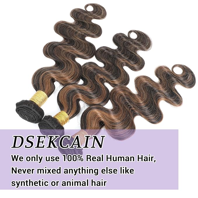 P1B/30 Human Hair Bundles Body Wave Highlight Brown Color Body Wave Bundle 100% Real Human Hair And True To Length 18 20 22 Inch 3 Pcs/Pack