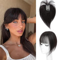 Hair Toppers for Women Real Human Hair - 360° Coverage Brown Black Clip In Topper with Bangs for Thinning Hair Upgraded 5×9 cm Silk Base Ideal for Everyday Use