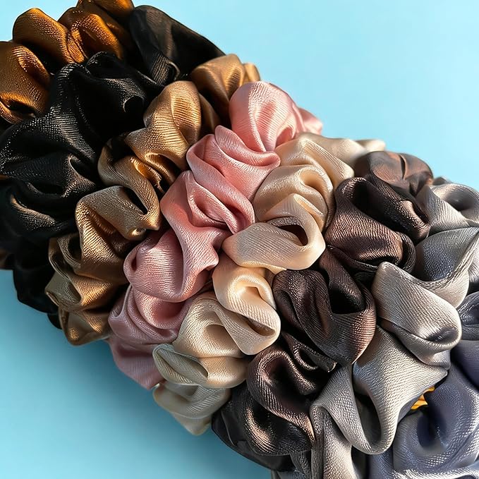 Satin Scrunchies for Women, 8 Pcs Silk Hair Ties, No Crease Hair Scrunchy, Hair Styling Accessories for Girls, Soft Hair Scrunchie for Girls Ponytail Holders for All Hair Types & Textures