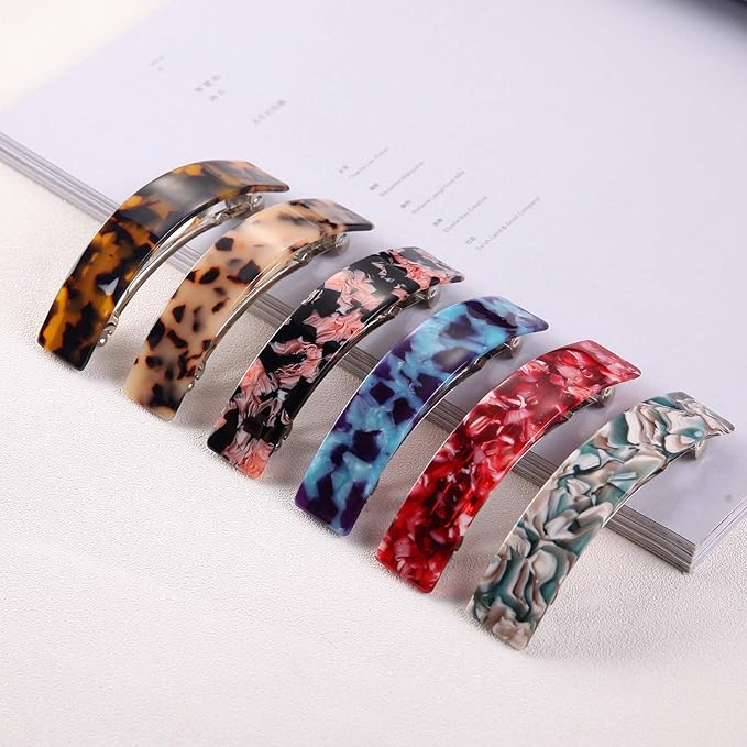 Eyegla Hair Barrettes for Women Large French Barrette Hair Clips Tortoise Shell Barrettes for Thick Hair,2 Pack
