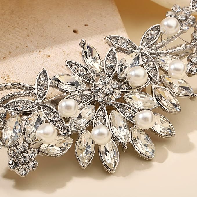 Crystal Rhinestone Pearl Hair Clip Comb Silver Wedding Hair Acessory Bridal Hair Pins Bride Headpiece