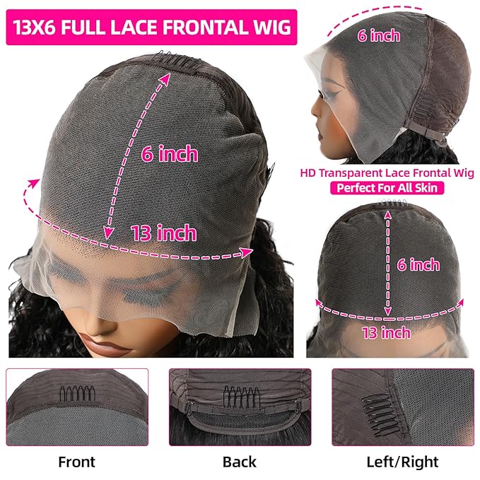 Lemoda 13x6 Full Lace Frontal Wig 180% Density Straight Lace Front Wigs Human Hair HD Transparent Lace Glueless Wig Pre Plucked 15A Brazilian Virgin Human Hair Wigs for Women 20 Inch