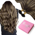 YoungSee Utip Hair Extensions Ombre Dark Brown with Ash Blonde U Tips Hair Extensions Human Hair Ombre 24In 1G/S 50G