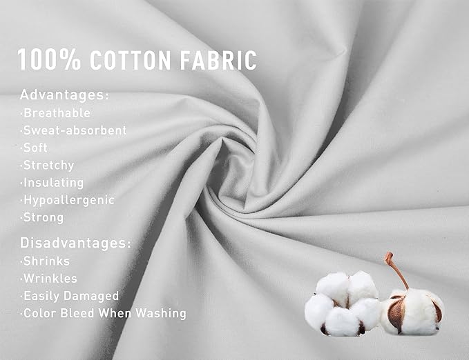 Sunflower Body Pillowcase 100% Cotton Long Pillow Cover/Case Envelope Closure 1 Pack, 21×54 inches Ash, Soft and Breathable
