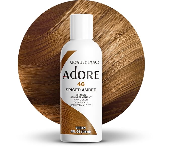 Adore Semi Permanent Hair Color (046 Spiced Amber) | Vegan & Cruelty-Free Orange Hair Dye | No Ammonia, No Peroxide, No Alcohol | 4 Fl Oz (Pack of 1)