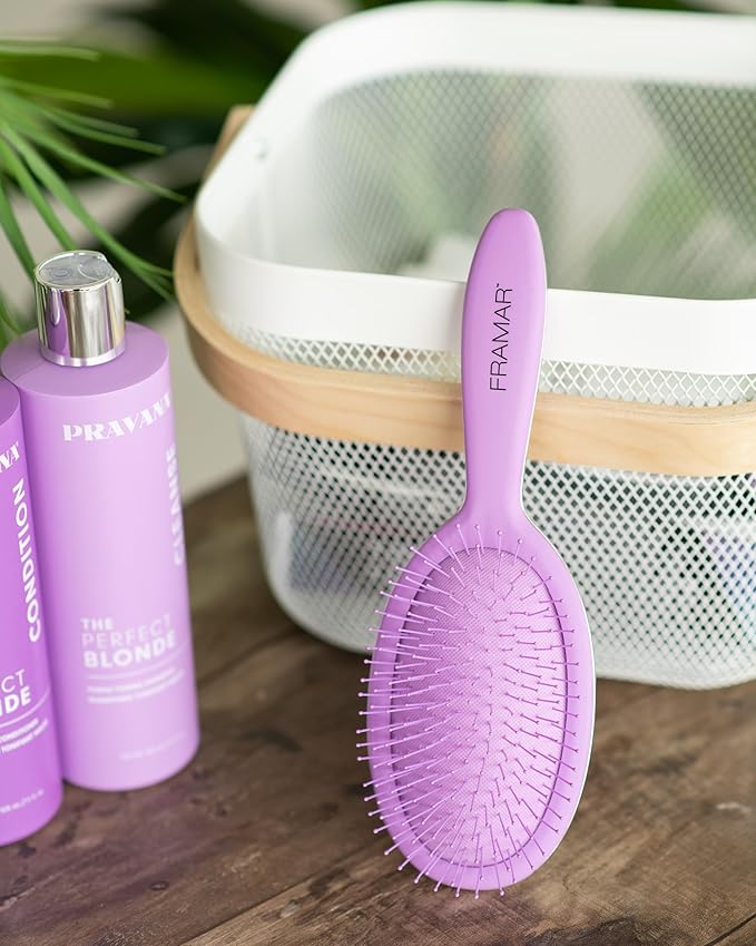 Framar Detangling Brush for Curly Hair – Hair Brushes for Women, Wet Hairbrush For Women, Hairbrushes, Purple Hair Brush Detangler, Reduces Breakage, Frizz and Static – Purple