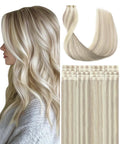 SURNEL Injected Tape in Hair Extensions 20Inch #18P60 Ash Blonde with Platinum Blonde Human Hair Seamless Invisible Tape in Extensions 20 Pcs 45g(#18P60,20)