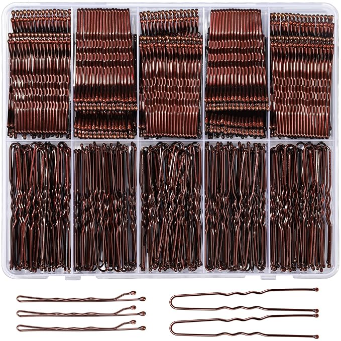 YGDZ 400 Counts Brown Bobby Pins Hair Pins Set for Women, 2inch Bobby Pins for Buns, 2.36inch Brown U Shaped Hair Pins for Styling, Hair Accessories for Women, Wedding
