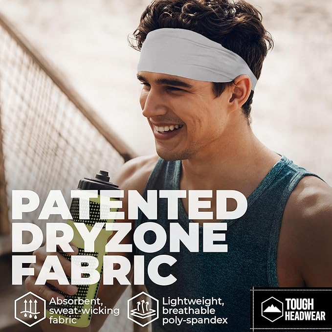 Tough Headwear Tough Outfitters Headband for Men - Mens Headbands - Working Out Sports Performance Head Bands - Athletic Cycling Running Sweat Band, Football Headbands - Sweat Bands Men/Women