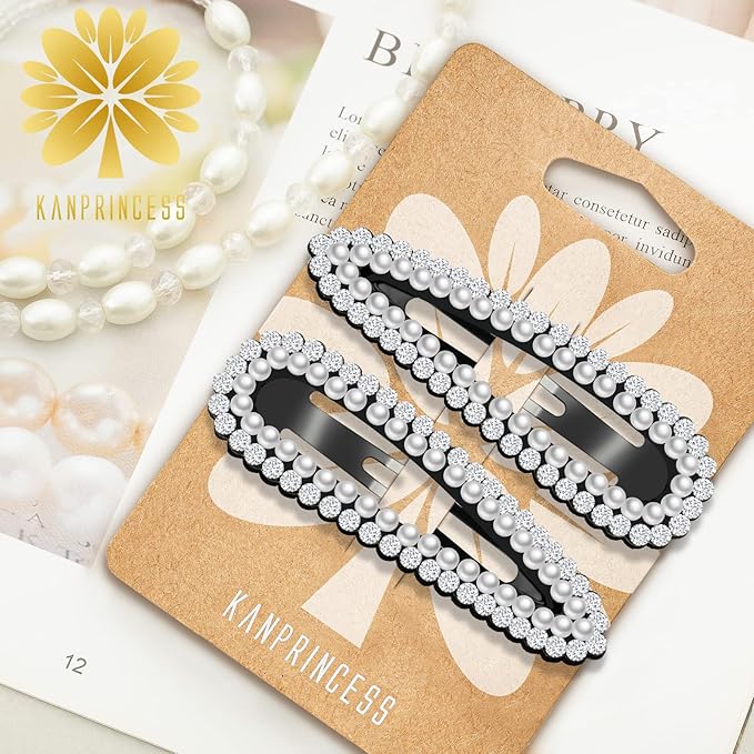 2PCS Rhinestone Hair Clips,Snap Hair Accessories,Decorative Hair Clips,Rhinestone Barrettes For Women Girls(SET11)