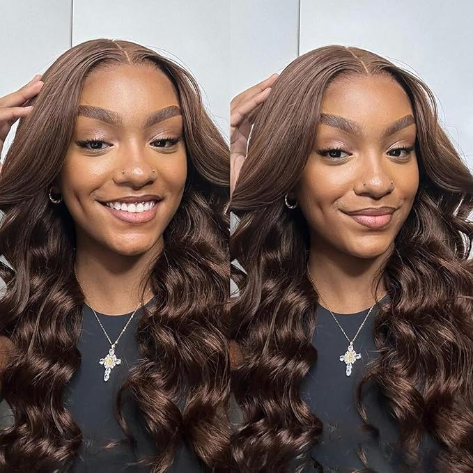 WOWANGEL 13x6 HD Lace Front Wigs Human Hair Body Wave Pre Plucked SKINLIKE 0.1mm Extremely Thin Real HD Lace Front Wigs 180% Density Glueless Human Hair Wigs for Women 22 Inch