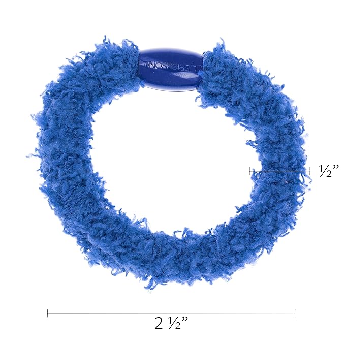 Blue Hair Ties for Women, Cozy Pony, 5 Pack, Azure, Extra Thick No-Crease Bands with Strong Hold and Damage-Free Design, Soft Fuzzy Ponytail Holders for All Hair Types | L. Erickson