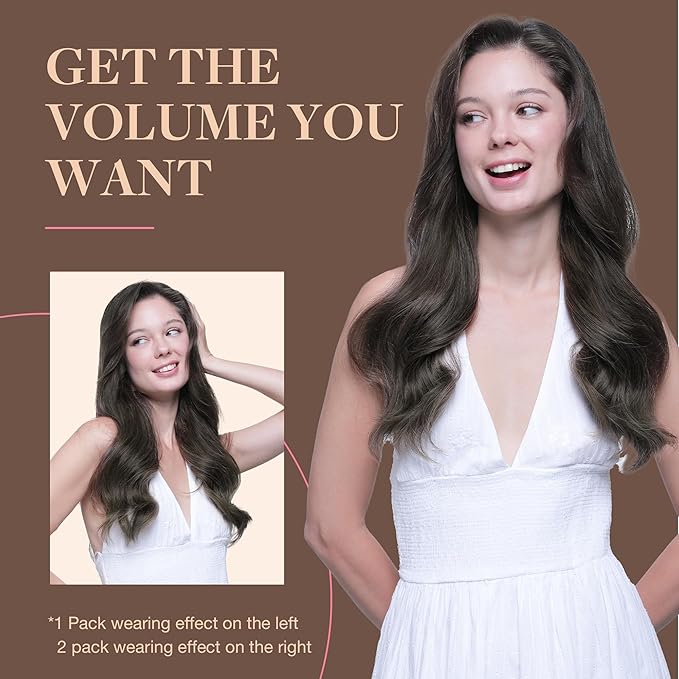 GOO GOO Clip in Hair Extensions Real Human Hair, Remy Human Hair Extensions Clip ins for Women, Natural Human Hair, 18inch 120g 7Pcs, 1C Mocha Brown