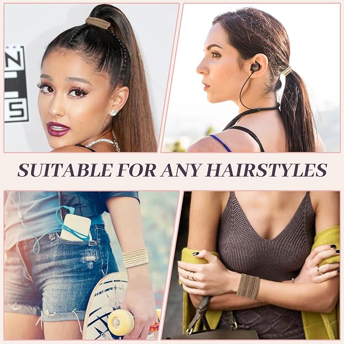 JIIRS 20PCS Boho Hair Ties,Elastic Bracelets,Elastic Hair Ties, Hair Bands For Ponytails,Ponytail Holder for Thick or Thin Hair,Boho Hair Bracelets No-Damage For Daily Life, Sport, Working(Set4)