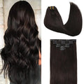 GOO GOO Clip in Hair Extensions Real Human Hair, Remy Human Hair Extensions Clip ins for Women, Natural Human Hair, 26inch 135g 7Pcs, 2 Dark Brown