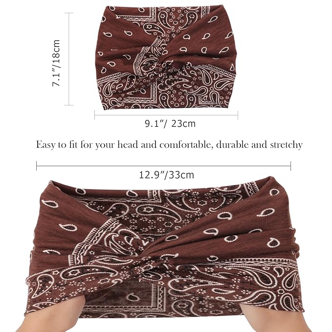 DRESHOW 4 Pack Turban Headbands for Women Wide Vintage Head Wraps Knotted Cute Hair Band Accessories