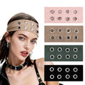 Meifuly Grommet Eyelet Headbands for Women, Hollow Out Eyelets Elastic Fashion Wide Headband, Y2k Girls Punk Grunge Goth Stretchy Hair Accessory (4 Pack)