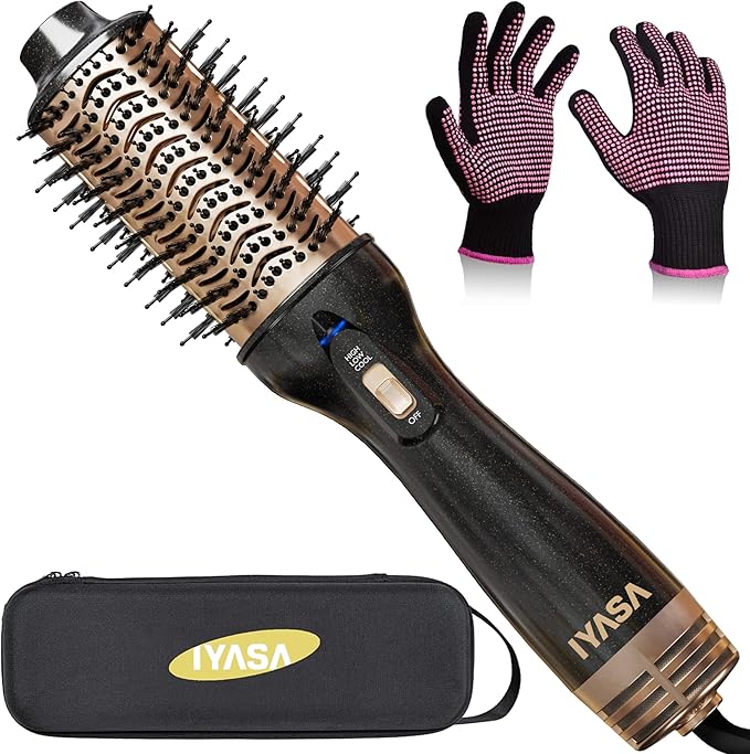 Premium 4-in-1 Oval Blow Dryer Brush, One-Step Hot Air Brush for Smooth, Hair Dryer & Volumizer, Salon Quality, Ionic Blow Dryer Styler & Straightener, Anti-Frizz, Large 3" Barrel, 13" Long