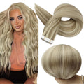 Full Shine Highlight Blonde Tape in Hair Extensions Color 16P22 Tape in Extensions Human Hair 18Inch Double Sided Extension Invisible Skin Weft 100G 40Pcs Soft Straight for Women