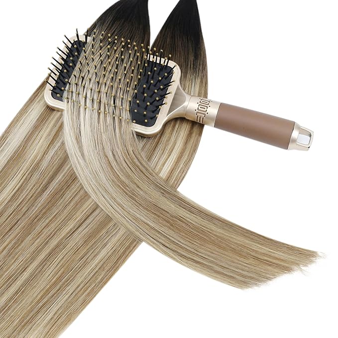 YoungSee U Tip Extensions Human Hair Balayage Utip Hair Extensions Human Hair Brown with Blonde Balayage K Tip Hair Extension Real Hair Ombre Long Hair 24In for Date Nights 50s/50g