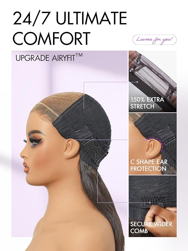 LUVME HAIR 7x6 HD Lace All-Day Comfort Wig 200% Density Hair PartingMax Lace Wigs Highlight Color Loose Body Wave Lace Front Wigs Human Hair Pre Cut Plucked Lace Frontal Glueless 22 Inches Mix Brown