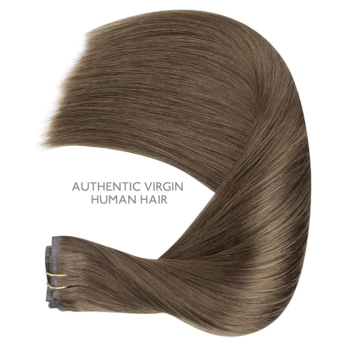 WENNALIFE Seamless Clip In Hair Extensions Human Hair, 16 Inch 130g 7pcs Light Ash Brown Real Hair Extensions Clip in Human Hair Invisible PU Skin Weft Natural Remy Human Hair Extensions
