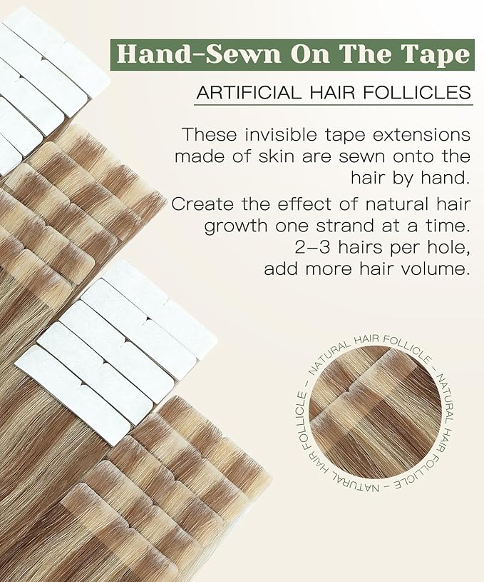 SURNEL Injected Tape in Hair Extensions Human 20Inch Golden Brown to Caramel Blonde Natural Real Hair Upgraded Seamless Remy Invisible Tape in Extensions 20Pcs 45g(#102727,20)