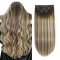 XDhair Clip in Hair Extensions Real Human Hair 120g 18 Inch Balayage Ombre Color 3 Walnut Brown to 8 Ash Brown and 22 Golden Blonde Double Weft Clip in Remy Hair Extensions(18, 3/8/22)