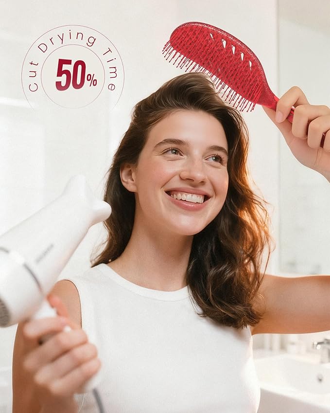 Christmas Gift for Women, Stocking Stuffers for Teen Girls, AIMIKE Painless Detangler Hair Brush w/Soft Bristles, Extra Gentle Wet & Dry Brush for Fine or Sensitive Hair, Ideal Holiday Presents