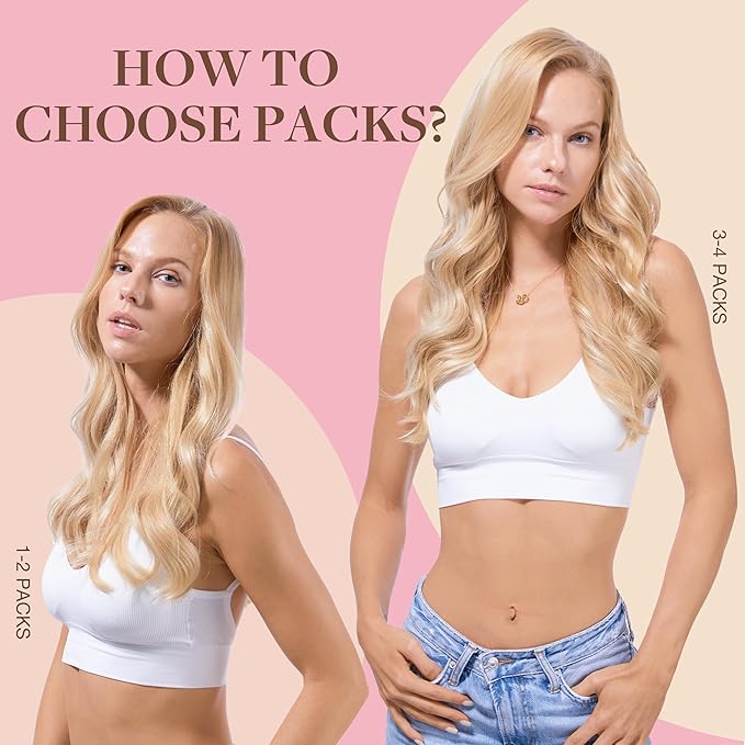 GOO GOO Tape in Hair Extensions Human Hair, 18A/613A Dark Blonde Highlighted Bleach Blonde, 22inch 50g 20pcs, Skin Weft Seamless Invisible, Silky Straight with Thick Ends, Remy Human Hair