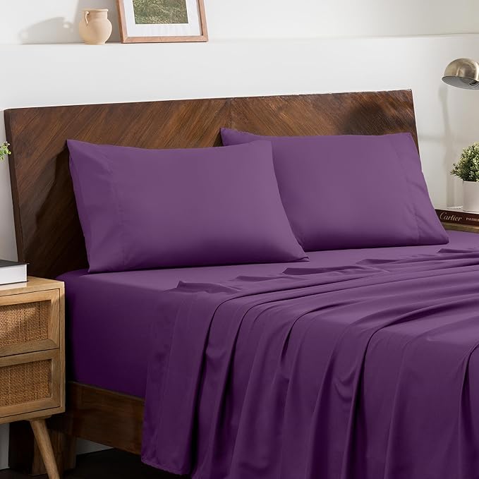Bare Home Microfiber Pillow Cases - Standard Size Set of 2 - Cooling Pillowcases - Double Brushed - Easy Care - Envelope Closure (Standard Pillowcase Set of 2, Plum)