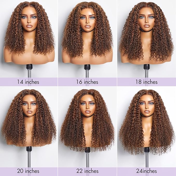 LUVME HAIR 18 Inch Deep Wave Medium Copper Brown Glueless Human Hair Wig Pre Plucked Precut 5x5 Lace Front Wigs