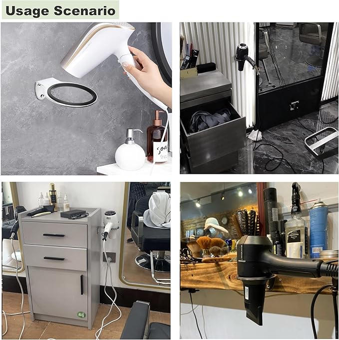 Wall Mounted Hair Dryer Stand, Stainless Steel , Hair Tool Storage, Suitable for Bathrooms, Hair Salons, Hotels (Silver 1 PCS)