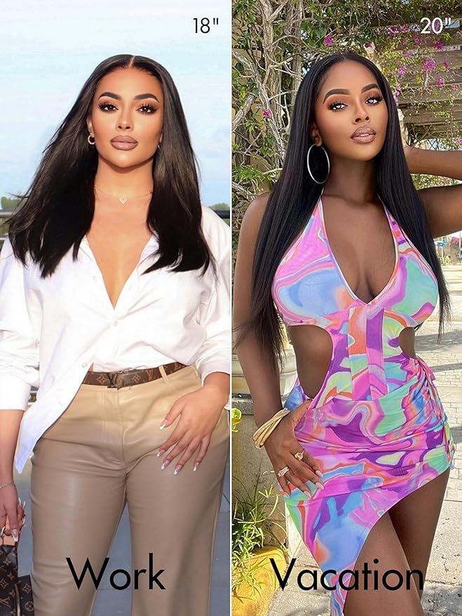 LUVME HAIR 26'' Straight Lace Front Wigs Human Hair 13x4 Pre Cut Lace Glueless Human Hair Wig Pre Plucked Long Straight Black Wig For Women 180 Density